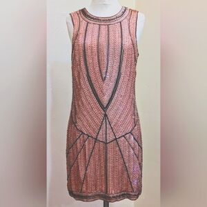 Bebe Blush Peach Sequins  Dress - Size 6